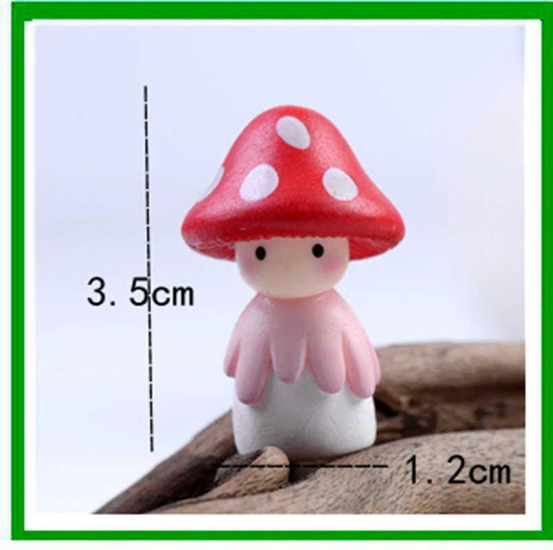 BUF 4 Шт./компл. Микро Пейзаж Украшения маленький Гриб Куклы Статуя Милый Смолы