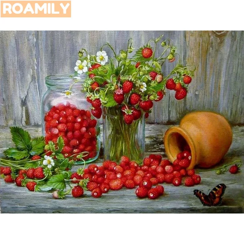 0611la2a16 ROAMILY, 5d полная квадратная вышивка с кристаллами, Алмазная вышивка,цветы, розы, пионы, фрукты, красивые живописные, алмазная вышивка распродажа, мозаика цветы - Color: 0611la2a16