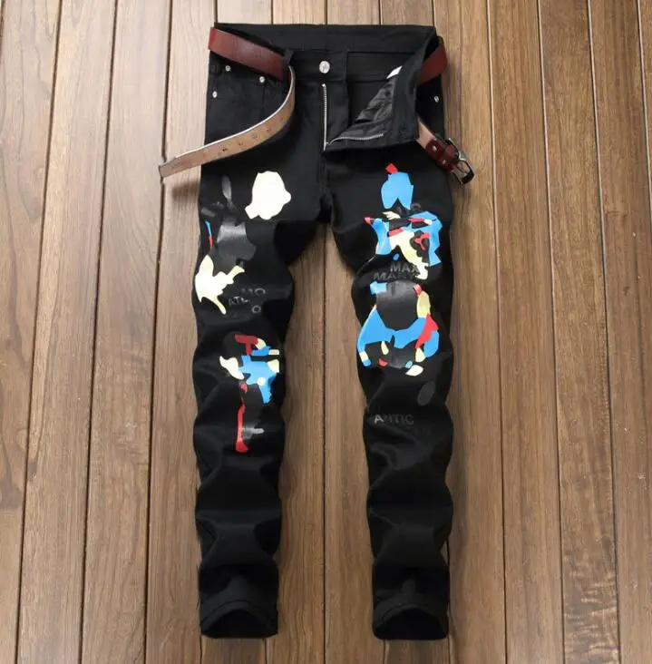 Personal digital printing cheap jeans men biker trousers male denim pants masculino motorcycle fashion designer | Мужская одежда