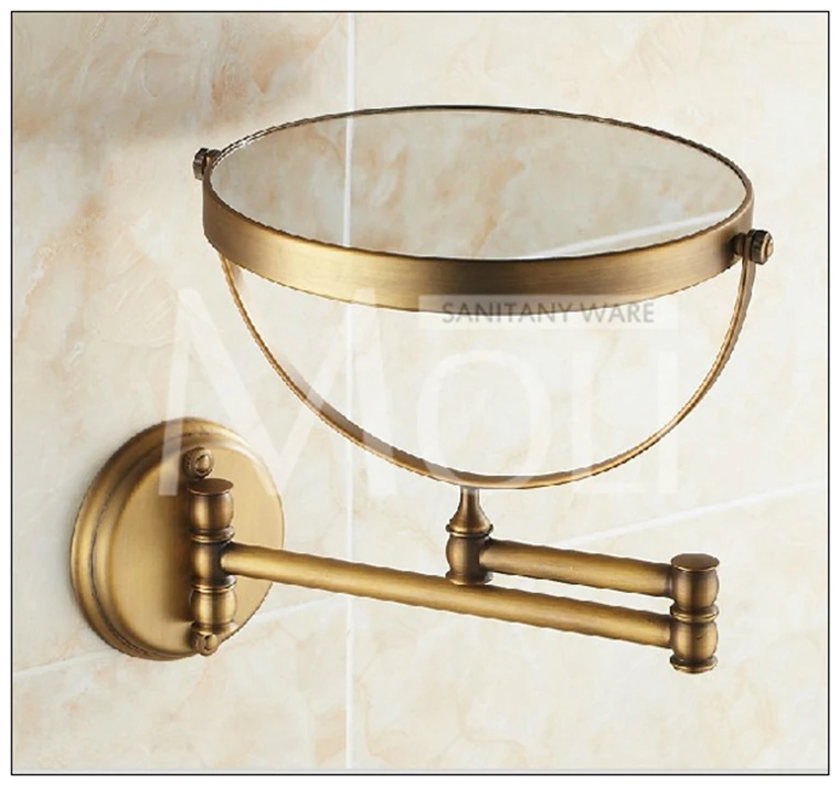 

Bathroom mirror copper frame round mirror wall mount 8" double face foldable arm makeup mirrors espelho bath 3 x magnification