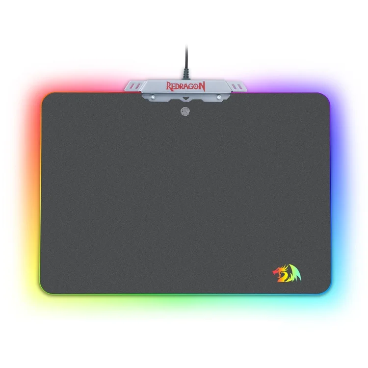 Redragon P011 Orion RGB коврик для мыши, твердая поверхность, водонепроницаемый, красочное светодиодное освещение игровой коврик для мыши Коврик для компьютера ноутбука Noteb - Цвет: Черный