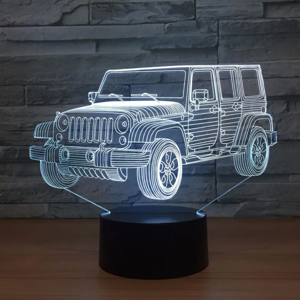 Охлаждающая 3d лампа Jeep 7 цветов Светодиодные ночные лампы для детей сенсорные