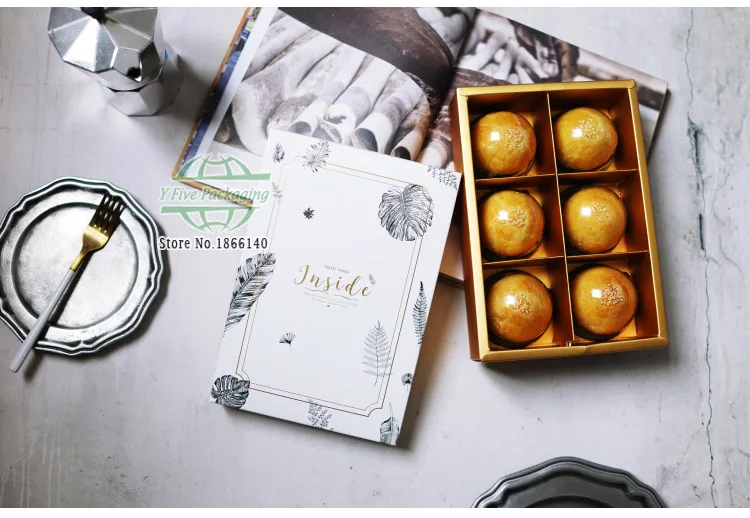 

24x16.5x5.3cm Bronzing Plant Mooncakes gift box,Candy gift Box,snacks 6 Mooncakes Macaron Biscuits packing box 100pcs/lot