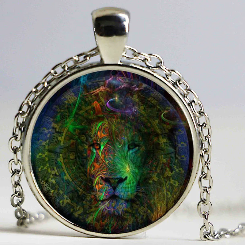 Винтажные Ювелирные изделия ожерелье с изображением Льва и кабошона подвеска