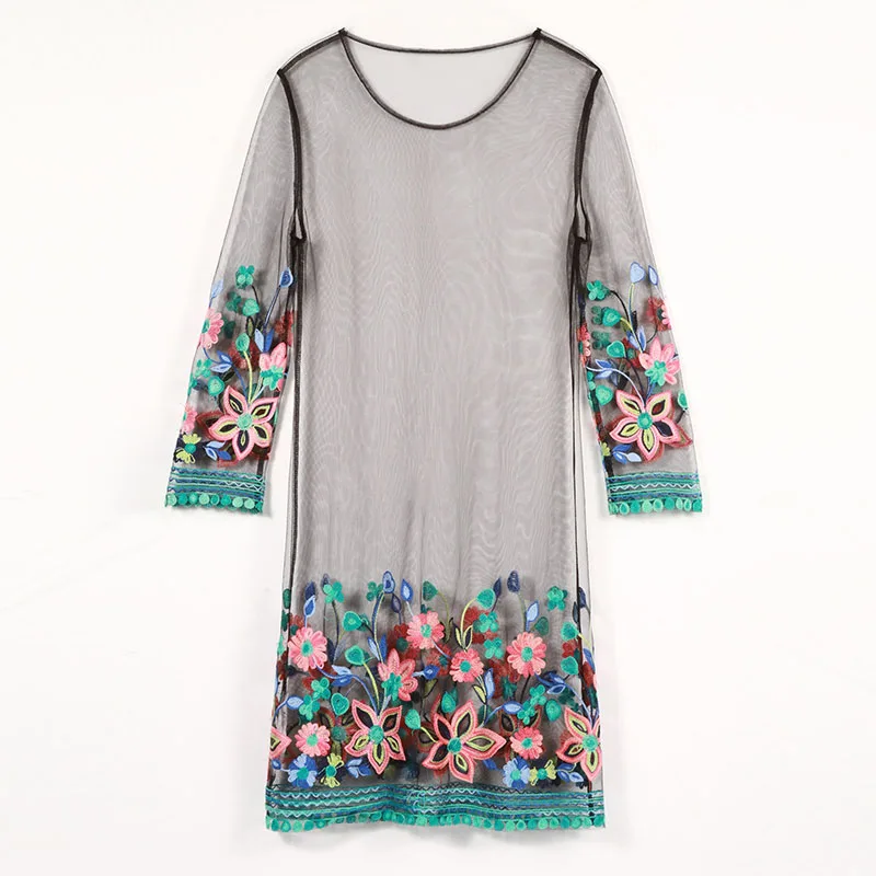 Платье Plusee женское прозрачное с тюлевым вырезом круглым длиной выше колена