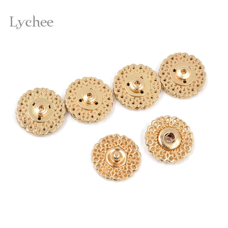 Lychee Life 5 шт./компл. металлическая кнопка в форме цветка Швейные аксессуары