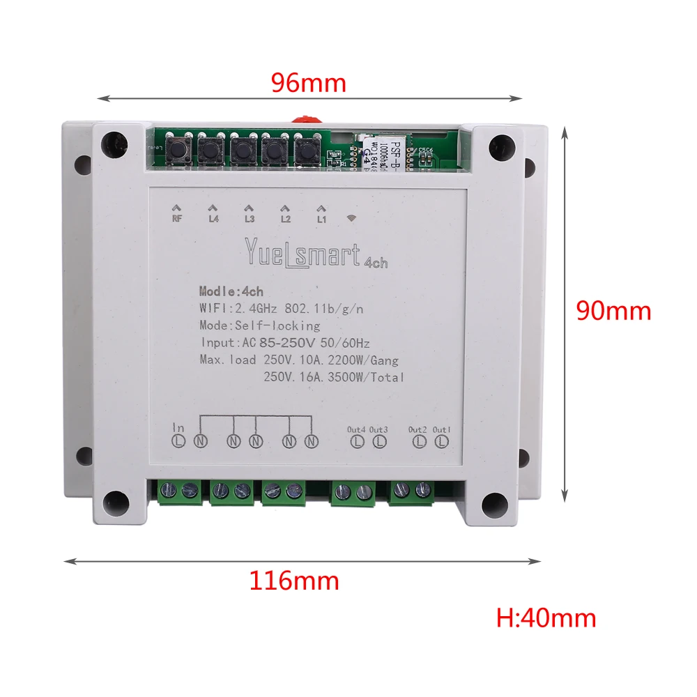 4 канальный 2 4G IoT 10A Беспроводной Wi Fi Интеллектуальный переключатель управления