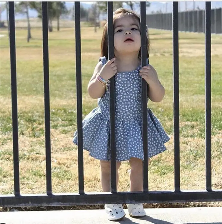 Классический Плед Новорожденных Девочек Платья Лето 2016 Рукавов Платье Девушки с