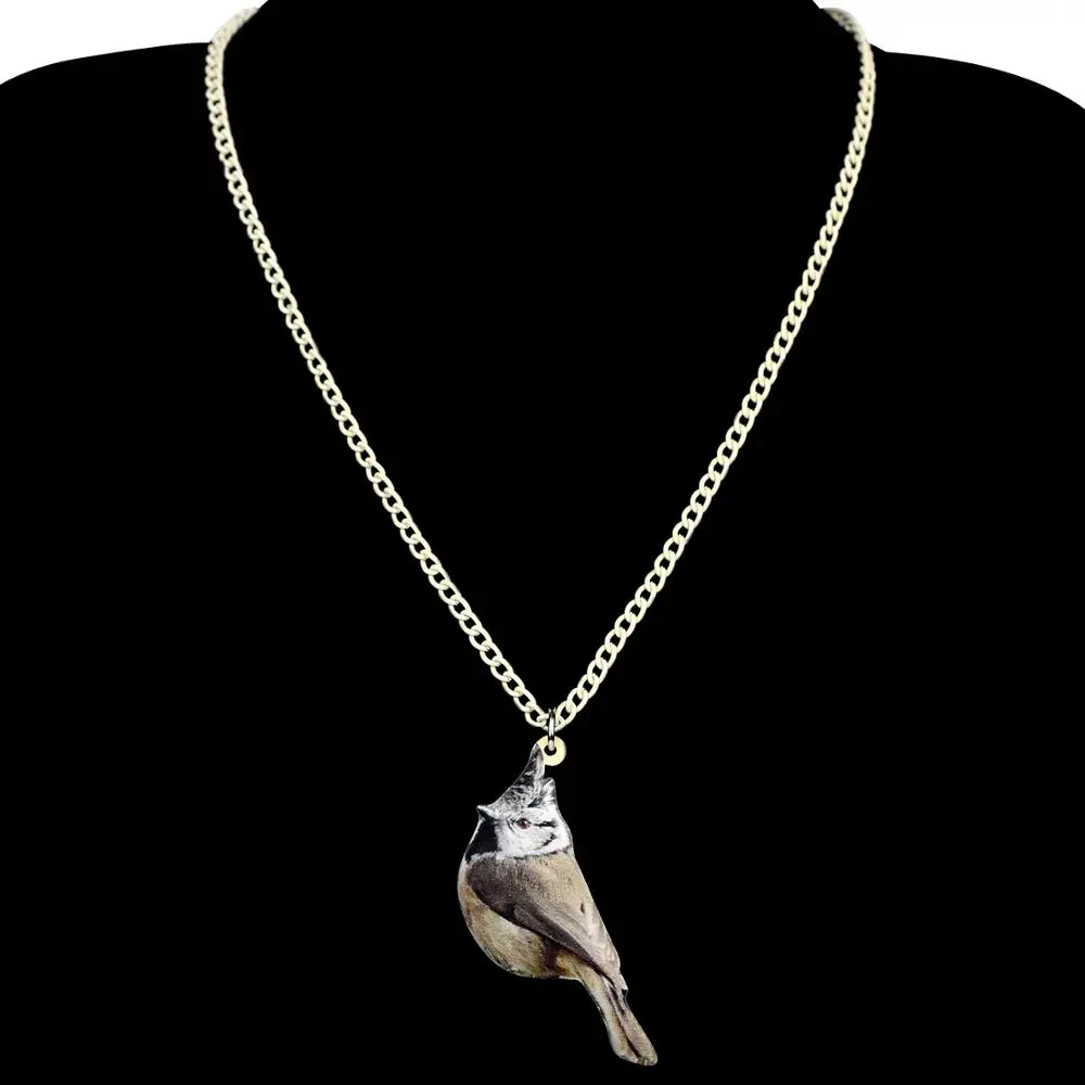 WEVENI Acrylic Novelty Brown Crested Tit Bird Necklace Pendant Chain Collar Fashion Jewelry For Women Girls Kids Birthday Gift | Украшения