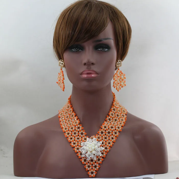 Блестящий нигерийский традиционный свадебный Африканский бисер ювелирный набор