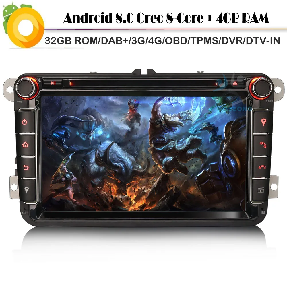 Автомобильный радиоплеер DAB + Восьмиядерный 4 Гб ОЗУ 32 ПЗУ Android 8 0 для VW Polo EOS Scirocco