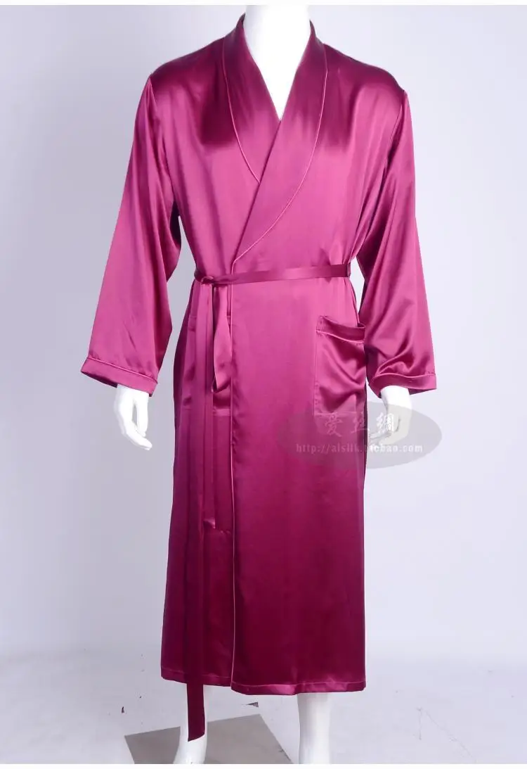 Men love silk heavy silk pajamas long sleeved robe long silk bathrobe silk clothing (Home Furnishing large code