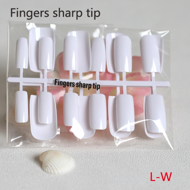 

2020 fashion beautiful candy color Nail finished fake nails long paragraph 20pcs White L W