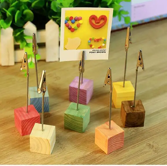 Цветной квадратный деревянный держатель для карточек фотографий карт имени в