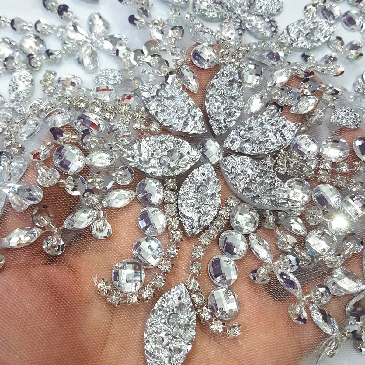 Серебряные Бусины Кристаллы Стразы блестки аппликация пришивные камни сделай