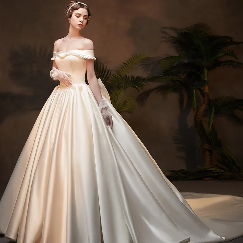 luxury White Stain Wedding Dresses 2019 Simple Dress Bridal Gown Party vestido de noiva princesa | Свадьбы и торжества