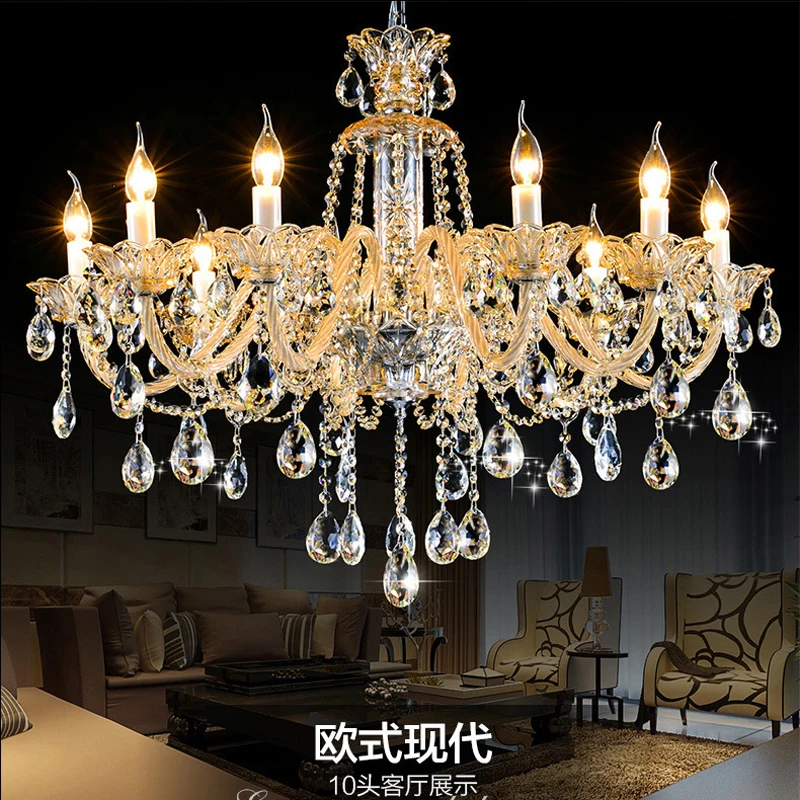 Beste Romantische Champagne Crystal Kroonluchter Keten Lustre Licht Manor Clubhuis Lichten Slaapkamer K9 Kristallen Kroonluchter Chains