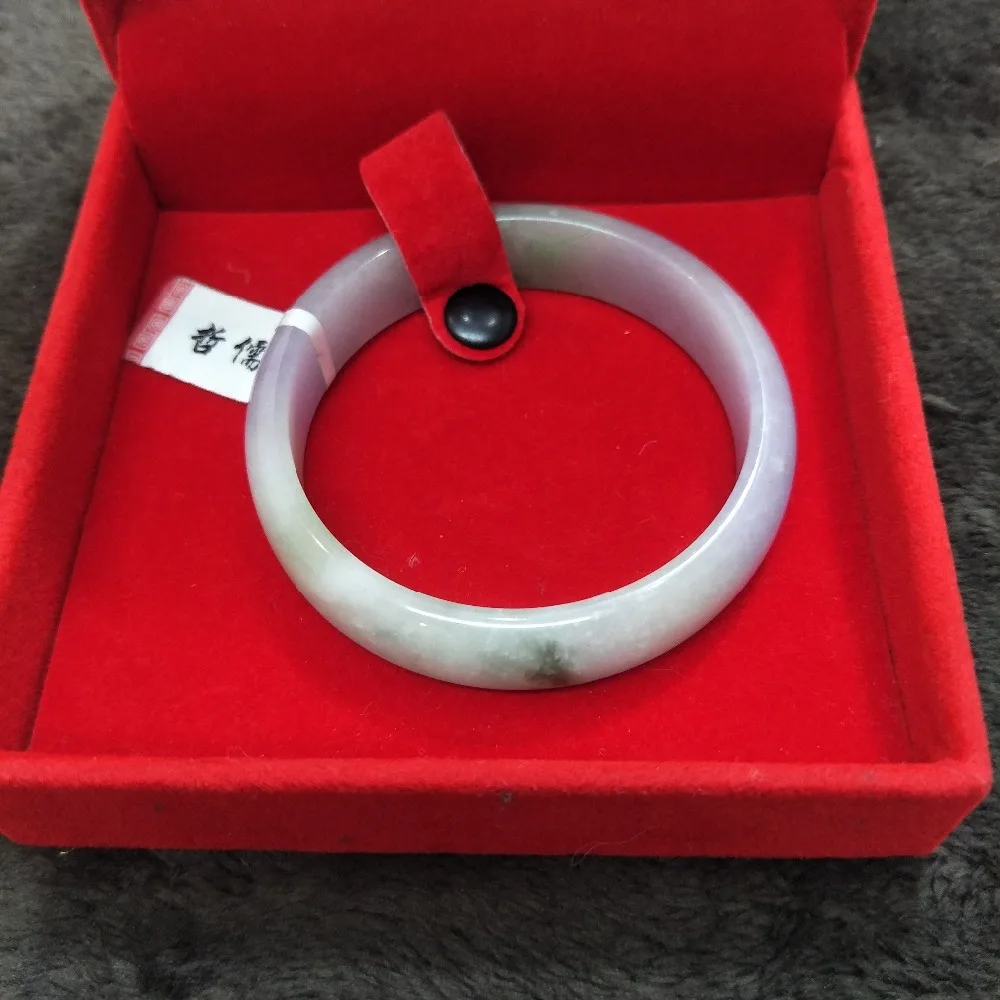 

Zheru Jewelry Natural Jadeite Bracelet Natural Pale Green + Violet 54-62mm Female Princess Bracelet A Certificate of Class