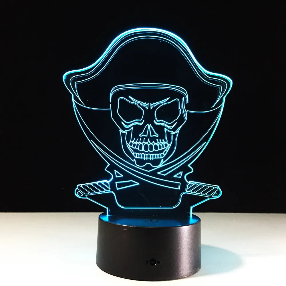 

3D LED Color Night Light Changing Lamp Halloween Skull Light Acrylic 3D Hologram Illusion Desk Lamp For Kids Gift Dropship