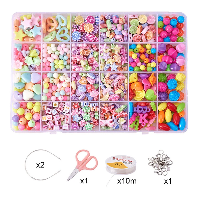 Doreenbeads Смешанные акриловые DIY Браслеты ожерелье из бисера круглые свободные бусины бисер стеклянные бусины смешанные для изготовления ювелирных изделий 1 коробка