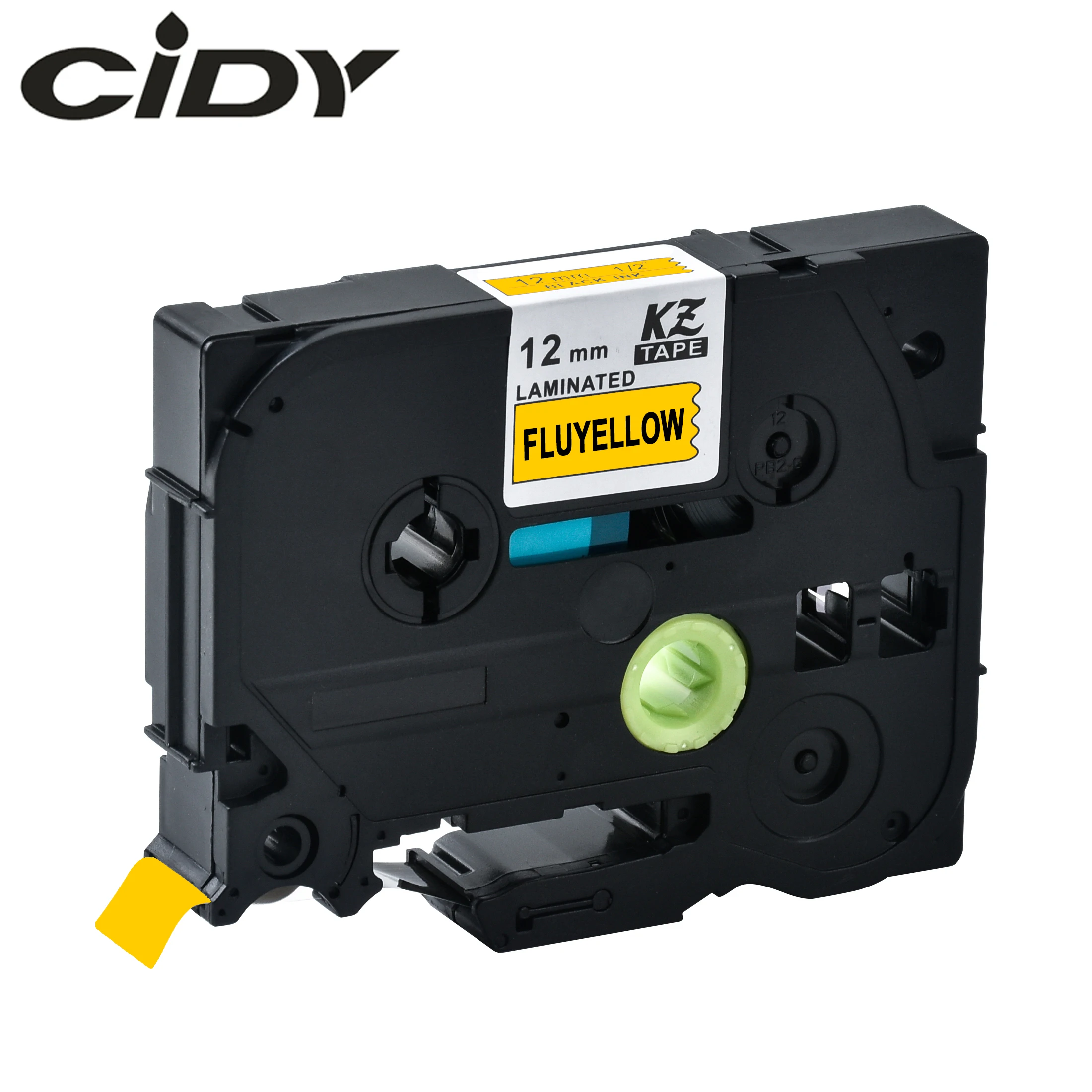 CIDY Tze C31 Tz черный на флуоресцентных желтых ламинированных совместимых Brother P touch 12