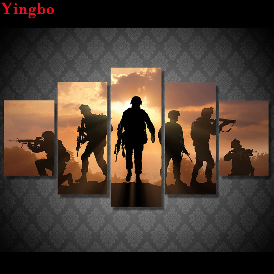 

5 pcs Patriotic American soldier Full Square 5D Diy Diamond Painting Diamond Embroidery Cross Stitch Rhinestone Diamond Mosaic