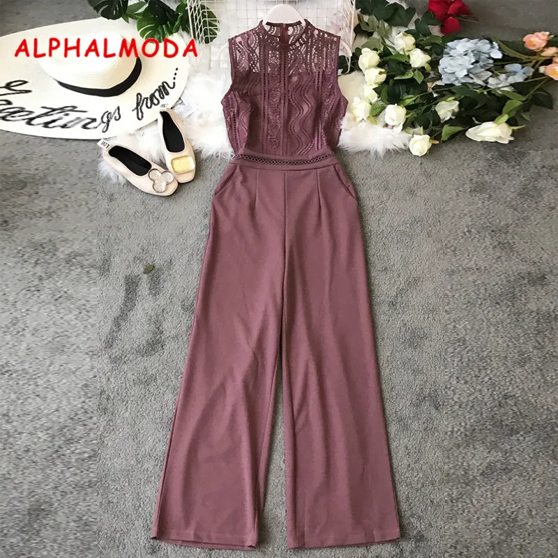 Женские комбинезоны в европейском стиле ALPHALMODA Ажурные кружевные без рукавов с