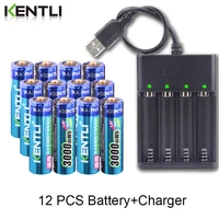 12pcs new kentli 1 5v 3000mwh aa rechargeable li polymer li ion polymer lithium battery 4 slots usb smart charger