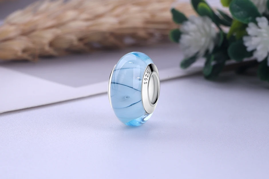 Стеклянные бусины подходят для браслета Pandora, подлинные 925 пробы серебряные амулеты, оригинальное сердце, цветок, бусины из муранского стекла для женщин, сделай сам, изготовление ювелирных изделий