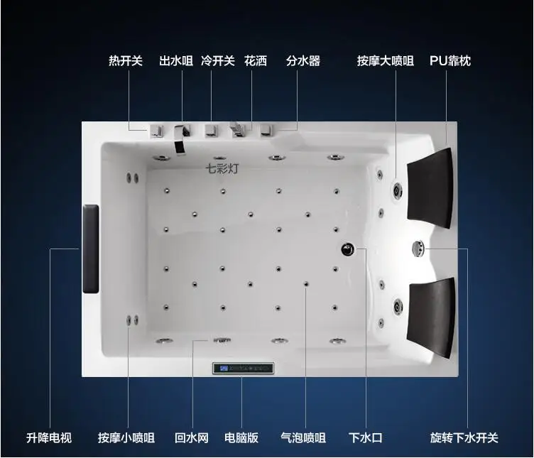 1800 мм Стекловолоконная гидромассажная Ванна акриловая Встраиваемая ванна для