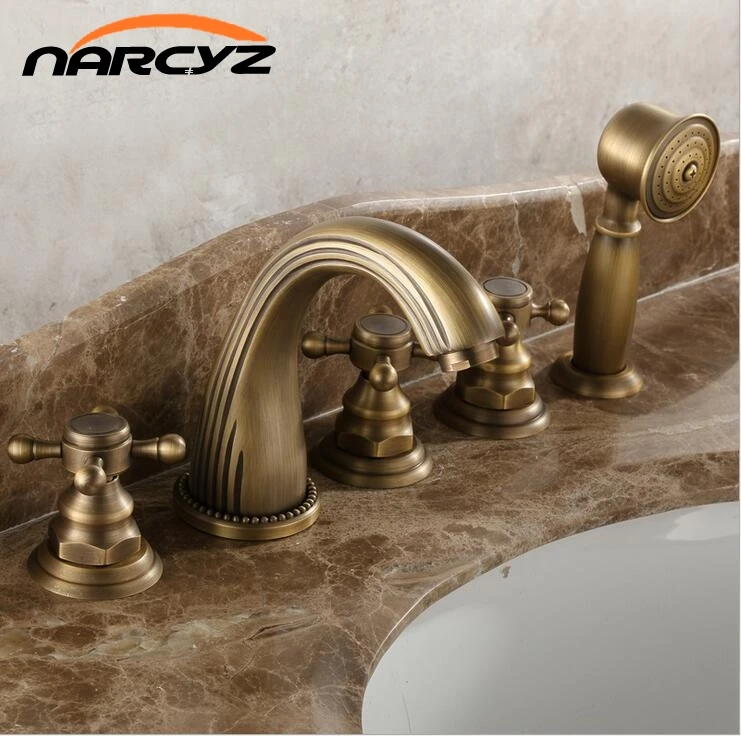 Медный смеситель для горячей и холодной ванны 5 шт. европейский стиль бронзовая