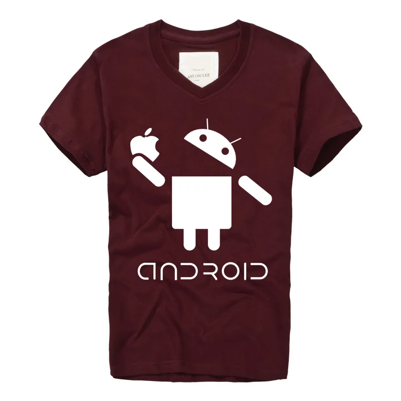 Модные мужские футболки робот Android мужской Apple Humor с логотипом смешной короткий рукав v-образный вырез Повседневная стильная футболка camiseta manga corta