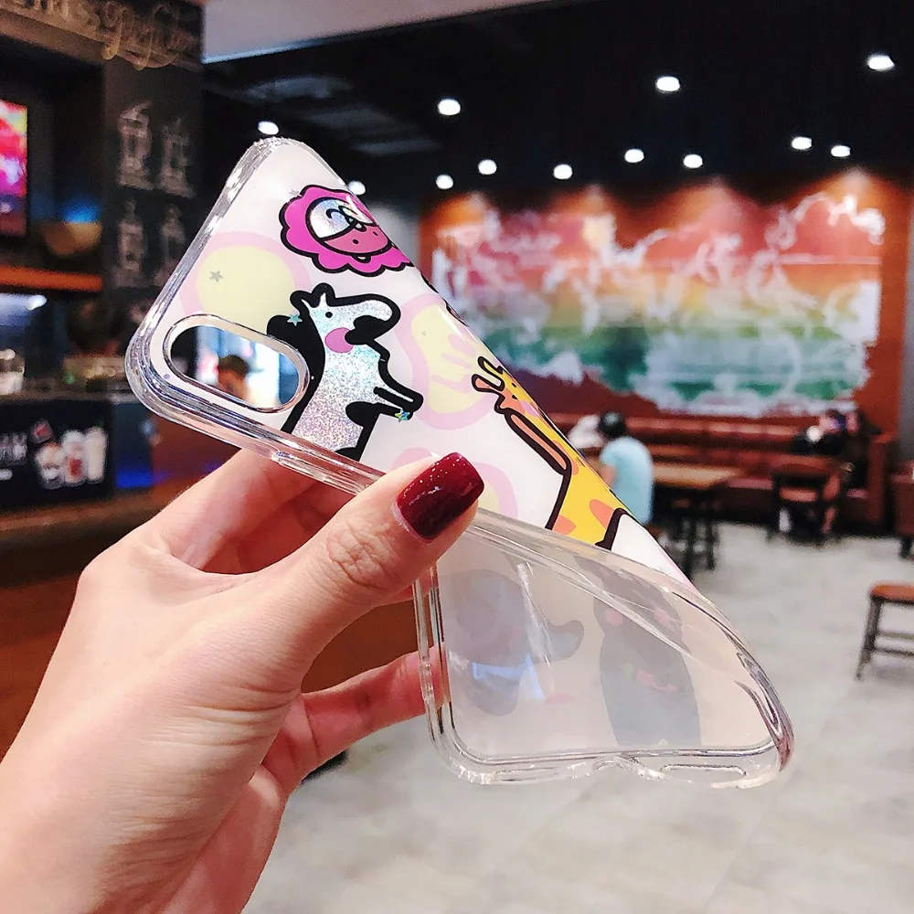 Luxury Glitter phone case For iphone XS MAX XR Cartoon Zoo Dynamic soft tpu Cases iPhone X 7 8 6S 6plus 7plus cases |