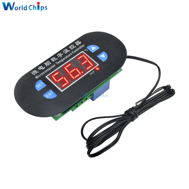 Red 12V W1308 AC/DC 12 В 220 В Регулируемый Цифровой Термостат Температурный сигнал Контроллер Датчик метр Красный Синий светодиодный дисплей DK-W1308 - Цвет: Red 12V