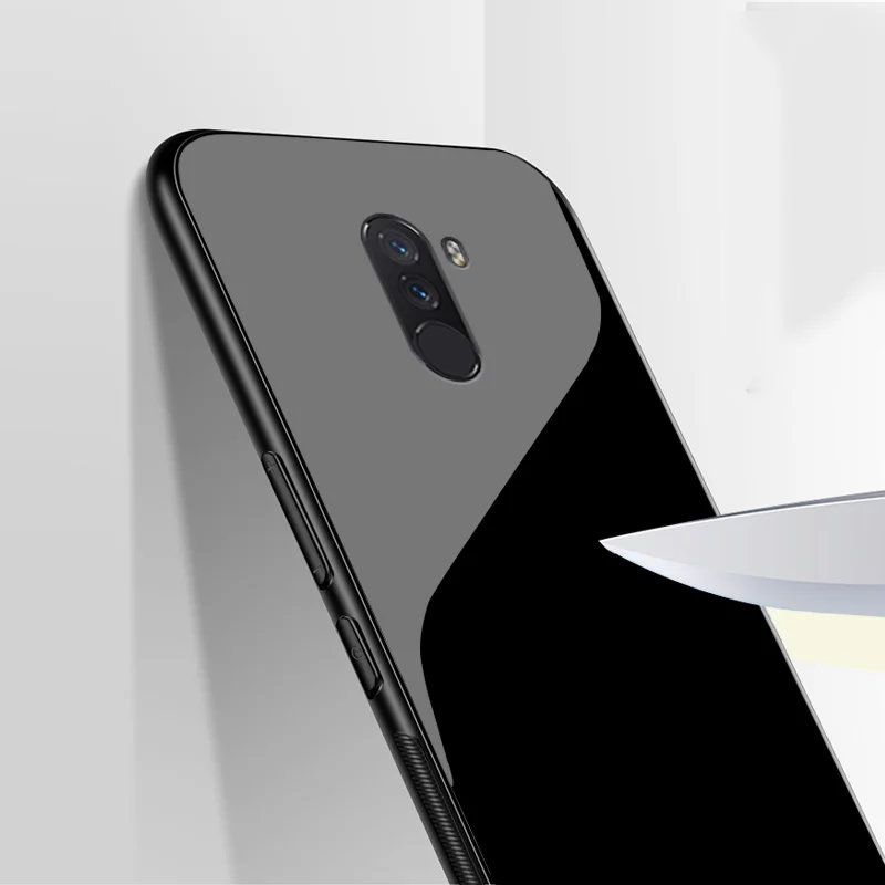 Глобальная версия для Xiaomi PocoPhone F1 стеклянный чехол Роскошная мягкая рамка из ТПУ +