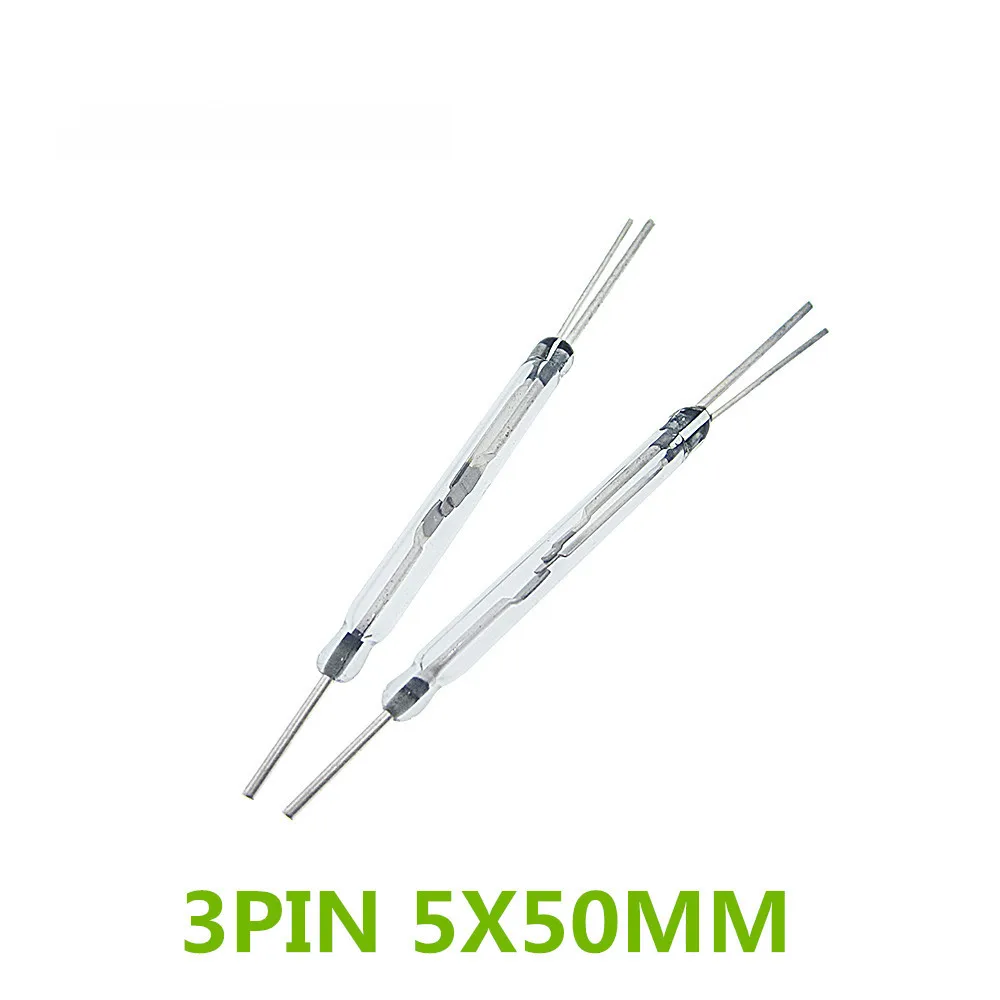 

10PCS Reed Switch 3 pin Magnetic Switch Normally Open and Normally Closed Conversion 5X50MM White