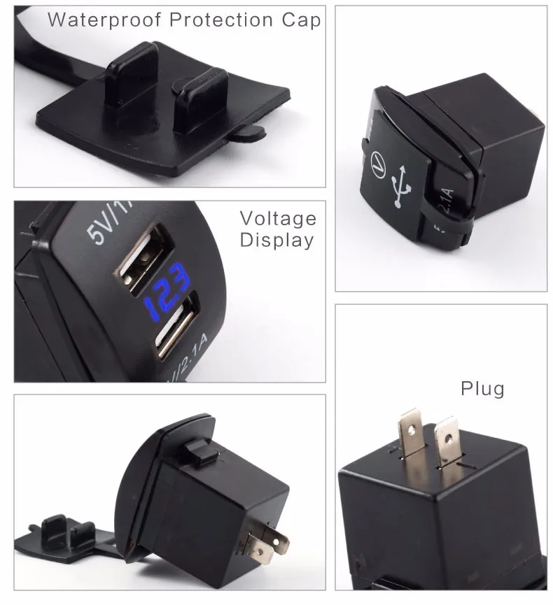 Водонепроницаемый 12 V-24 V Dual USB Автомобильное зарядное устройство разъем Автомобиль Мотоцикл Зажигалка для сигарет розетка машинный Зарядное устройство+ светодиодный цифровой вольтметр электронный счетчик
