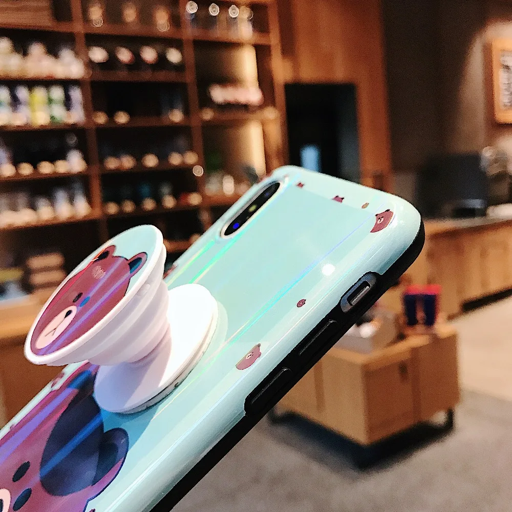 Милый мультяшный медведь кошка телефонные чехлы для iPhone X Глянцевая Северное