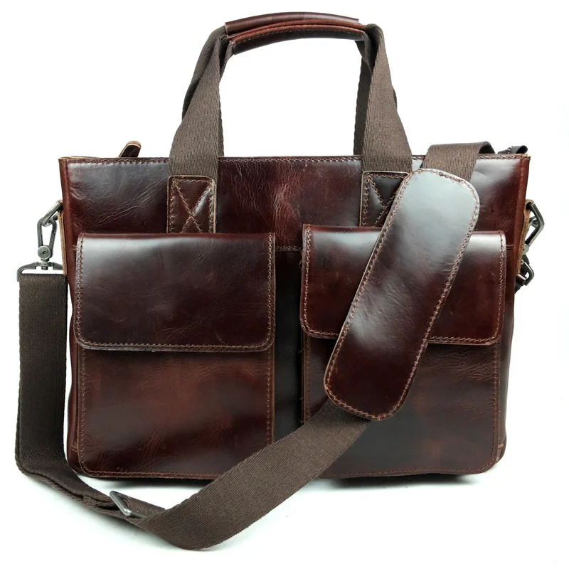 Мужской портфель из натуральной кожи с молнией|messenger bag|laptop messenger bagleather men briefcase |