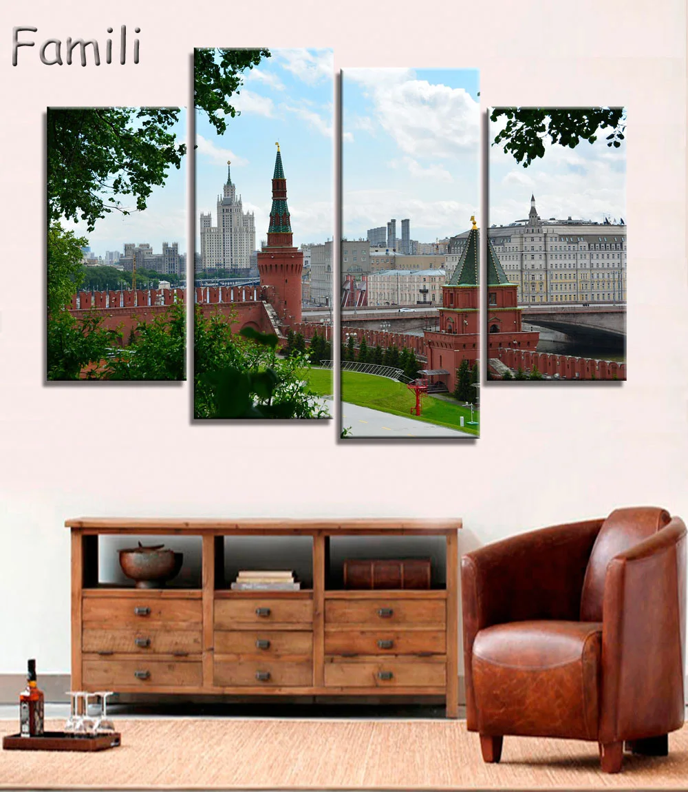 4 шт. городское здание российский Кремль дворец пейзажная комната домашняя стена