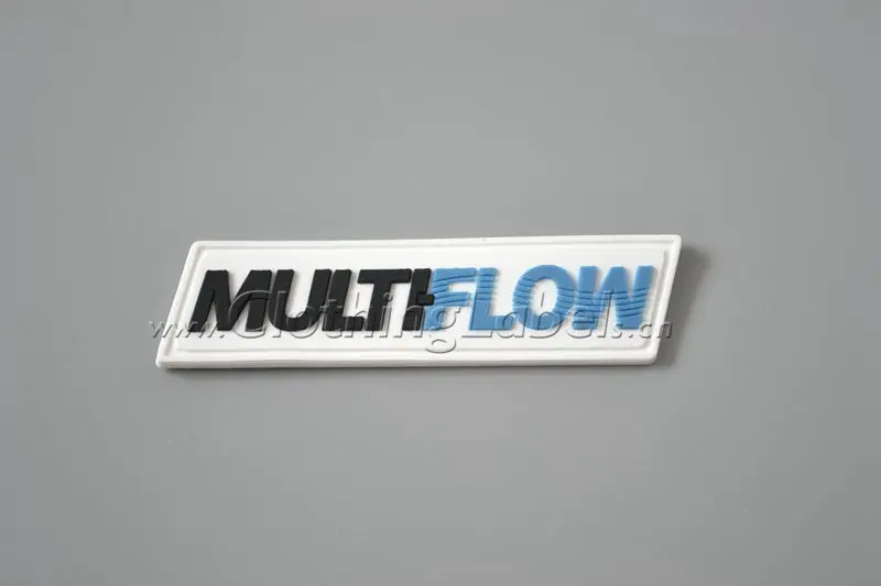 

Custom PVC labels for clothing, bags, shoes etc., embossed logo, groove line for sew in fabric, low MOQ, high quality