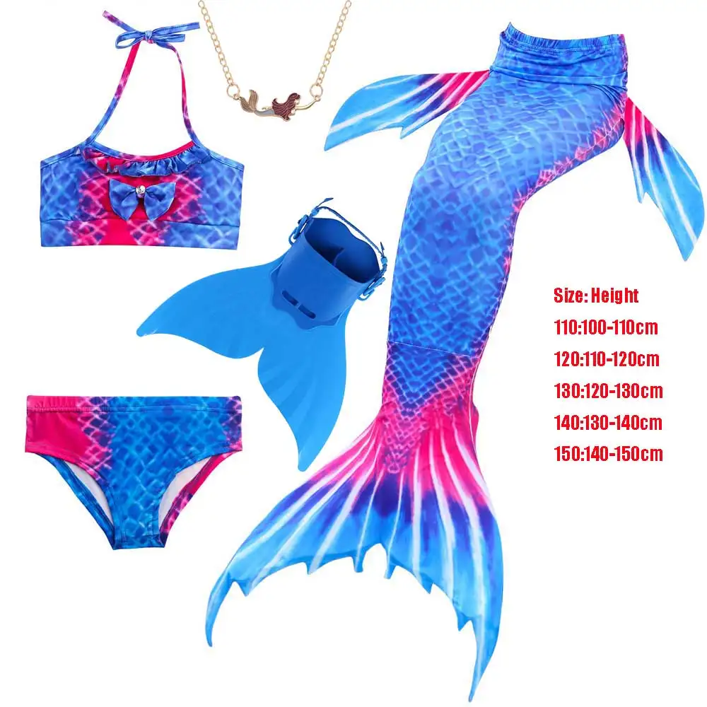 5pcs Swimsuit Set 4 Купальник с хвостом Русалочки для девочек; платье принцессы Ариэль; детский купальный костюм с хвостом русалки; нарядное платье для девочек; подарок на день рождения - Цвет: 5pcs Swimsuit Set 4