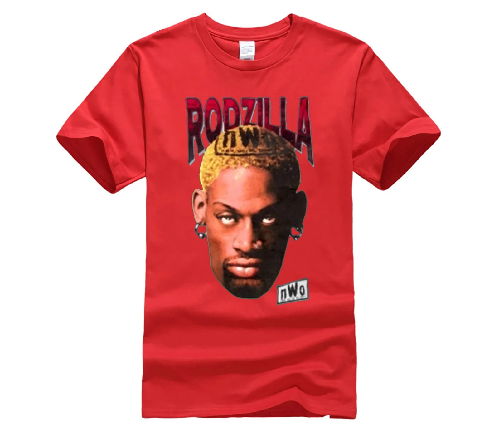 Phiking Dennis Rodman Rodzilla WCW футболка с круглым вырезом по низкой цене, Мужская футболка с коротким рукавом, Забавные Рубашки с коротким рукавом - Цвет: red