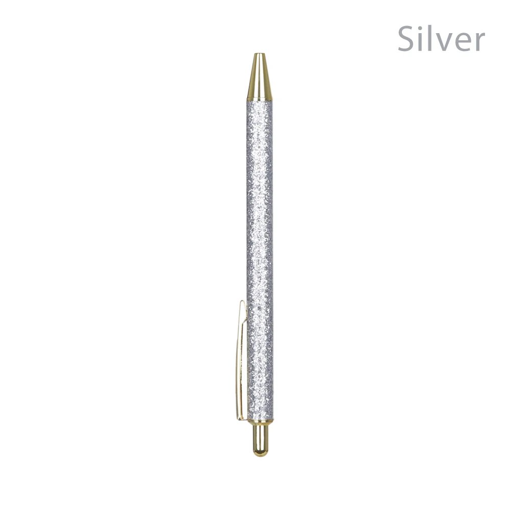silver 1 шт. шариковая ручка бутик 1,0 мм блестящая Хрустальная Ручка Шесть цветов Дополнительные канцелярские принадлежности для студентов офисные авторучки чернильные синие - Цвет: silver
