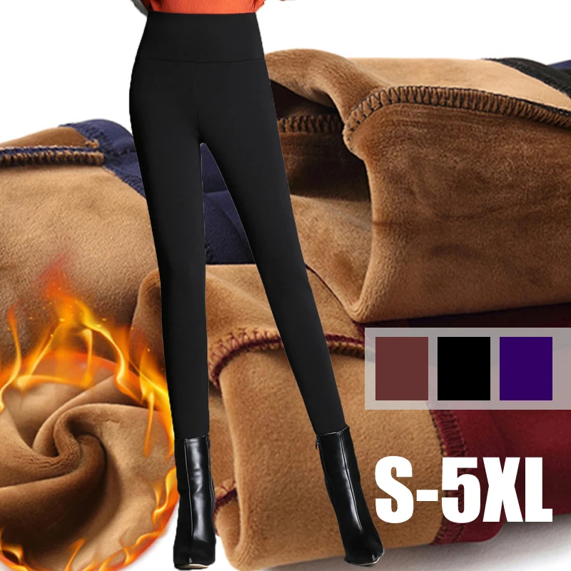 

Женские брюки, одежда 5XL, эластичные брюки-карандаш с высокой талией, женские бархатные теплые флисовые облегающие брюки, леггинсы