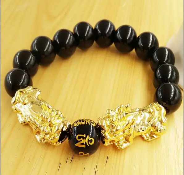 Браслет для мужчин и женщин с натуральным обсидианским буддом браслет бусинами в