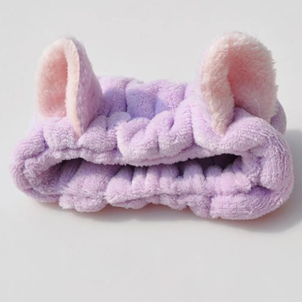 purple Милые эластичные ободки с кошачьими ушками для женщин, макияж, повязка для лица, маска для лица, повязка на голову, повязка для волос, аксессуары для волос - Цвет: purple