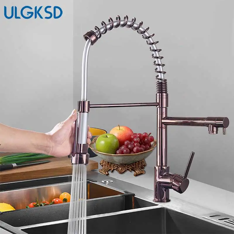 ULGKSD черный бронзовый кухонный смеситель для холодной и горячей кухни, смеситель с одной ручкой, кухонный кран с вращением на 360 градусов