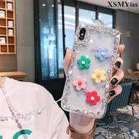 fashion bling crystal diamond color flower soft phone case for xiaomi redmi 5 7 8 9 6a 7a 8a 9a 9c note 5 6 7 8 9 pro clear case