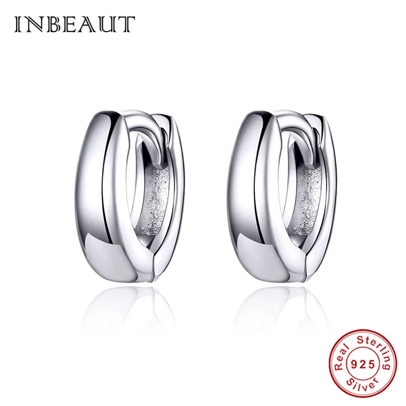 INBEAUT 925 пробы серебряные женские белые и зеленые зрикон круглые серьги-клипс Серебро 925 Оригинальные CZ серьги трендовые ювелирные изделия - Окраска металла: se552-1